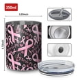 thumbnail image 4 of 12oz Coffee Tumblers Breast Cancer Survivor Pink Ribbon Black Stainless Steel Vacuum Insulated Travel Tumbler Coffee Cups Mug with Lid and Straw with Cleaning Brush for Cold & Hot Drinks, 4 of 5
