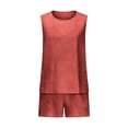 thumbnail image 4 of Enjoytime Summer Outfits for Women Solid Color Sleeveless Tank Tops with Shorts 2 Piece Set Travel Casual Plus Size Lounge Set, 4 of 7