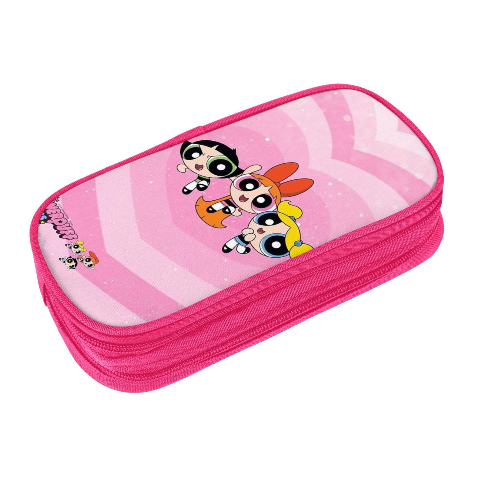 The Powerpuff Gi-rls Pencil Case Large Capacity Pencil Pouch Penbag Office Stationery Organizer Travel Makeup Bag Pink