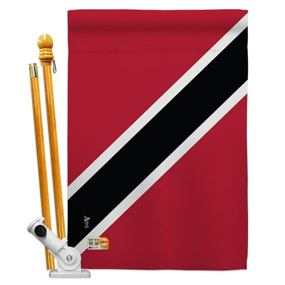 AA-CY-HS-140235-IP-BO-D-US18-AG 28 x 40 in. Trinidad Tobago Flags of the World Nationality Impressions Decorative Vertical Double Sided House Flag Set & Pole Bracket Hardware Flag Set