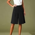 thumbnail image 4 of JGGSPWM (M-5XL) Plus Size Womens Bermuda Shorts Drape Ice Silk Shorts with Pockets Wide Leg Casual Dressy High Waist Half Pants Black L, 4 of 6