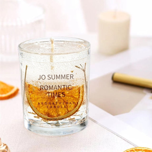 Vela de Aromaterapia Transparente | Cera de Gelatina Perfumada de Larga Duración con Flores Secas | Decoración Romántica para El Dormitorio | Vela Relajante y Calmante | Regalo para Spa En Casa, Desc