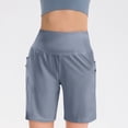 thumbnail image 4 of Kopltyrfg Women's High Waisted 9" Shorts with Zipper Pockets Athletic Workout Long Shorts for Women Knee Length Light Blue XL, 4 of 6