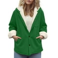 thumbnail image 4 of Gamivast Womens Fuzzy Fleece Lined Jacket Hooded Sherpa Button Down Outerwear with Chest Pocket Casual Long Sleeve Pockets Coats Winter Weather Clothing, 4 of 6