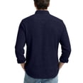 thumbnail image 4 of Men's Casual Long Sleeve Waffle Knit Button Down Solid Color Pocket Shirt for Spring Fall Casual Style,Navy,M, 4 of 4