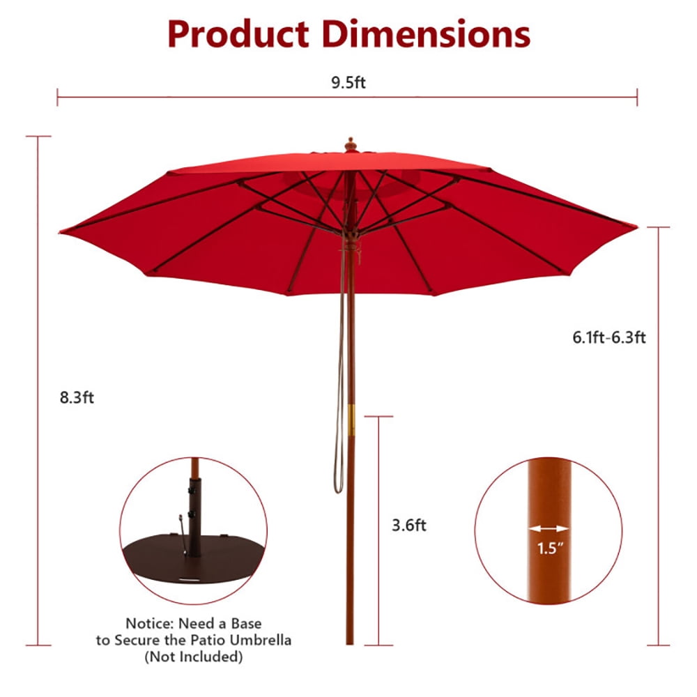 Aimee Lii 9.5 Feet Pulley Lift Round Patio Umbrella with Fiberglass Ribs, Sunbrella Umbrella Outdoor Patio, Red Aimee Lii 9.5 Feet Pulley Lift Round Patio Umbrella with Fiberglass Ribs, Sunbrella Umbrella Outdoor Patio, Red