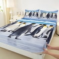 thumbnail image 4 of Manfei Teens Antarctic Penguin Queen Sheet Sets, 3D Animal Flat Sheet, Kawaii Wildlife Queen Fitted Sheet, Microfiber Bedroom Decor, 4 Pieces, 4 of 7