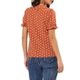 thumbnail image 3 of INSPIRE CHIC Valentine's Day Women's Polka Dots Shirt Short Puff Sleeve Vintage Button Up Peter Pan Collar Blouse Tops XS Orange Red, 3 of 8