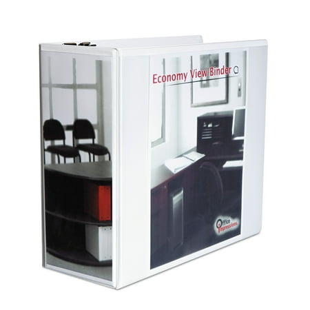 Office Impressions Economy Slant-Ring View Binder, 5" Capacity, White