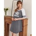 thumbnail image 2 of Ekouaer Cotton Nightgowns for Women Short Sleeve Sleep Shirts Crew Neck Night Shirts Soft Color Block Night Gown, 2 of 6