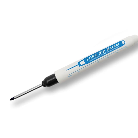 Rotulador de punta larga, multifuncional, resistente al agua, con agujero profundo de 30 mm de alcance para carpintería, color negro