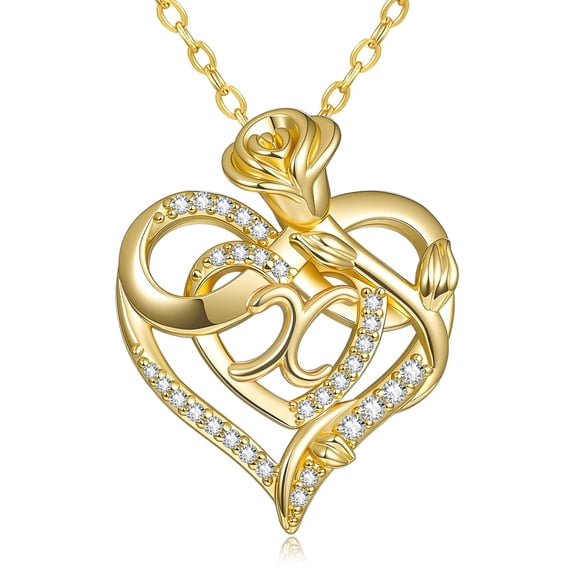 14k Gold Plated Heart X Initial Necklaces for Women, Dainty Letter Pendant Chain Necklace, Letter A to Z Initial Jewelry, Anniversary Birthday Gifts for Her Wife Mom Daughter