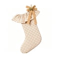 thumbnail image 2 of Plaid Ruffle Christmas Stockings, Vintage Checkered Stocking with Velvet Bow for Fireplace Mantel Decor, Holiday Gift Socks Set for Home, 18in, 2 of 7