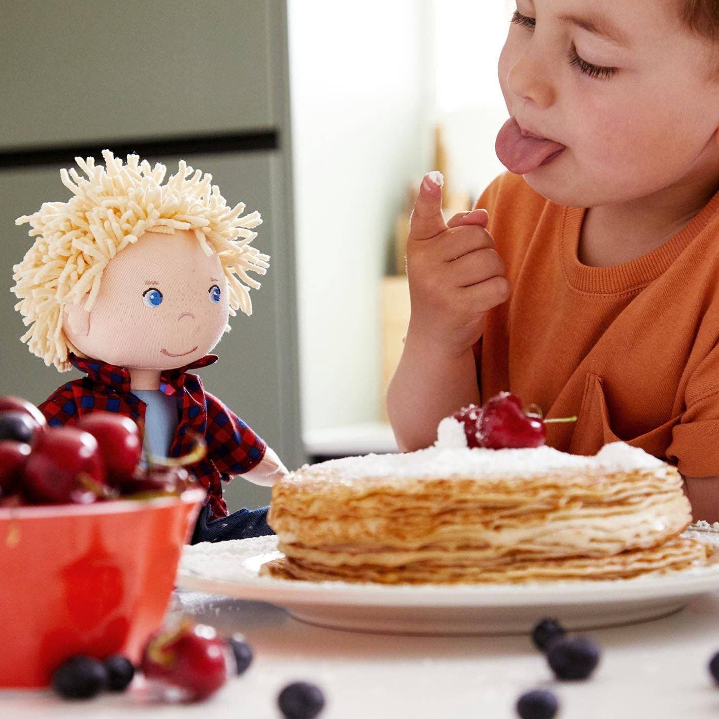 HABA Nick 12" Soft Doll - Baby Boy Doll with Blonde Hair and Blue Eyes (Machine Washable) Perfect Plush Toy for 18 Months & Up