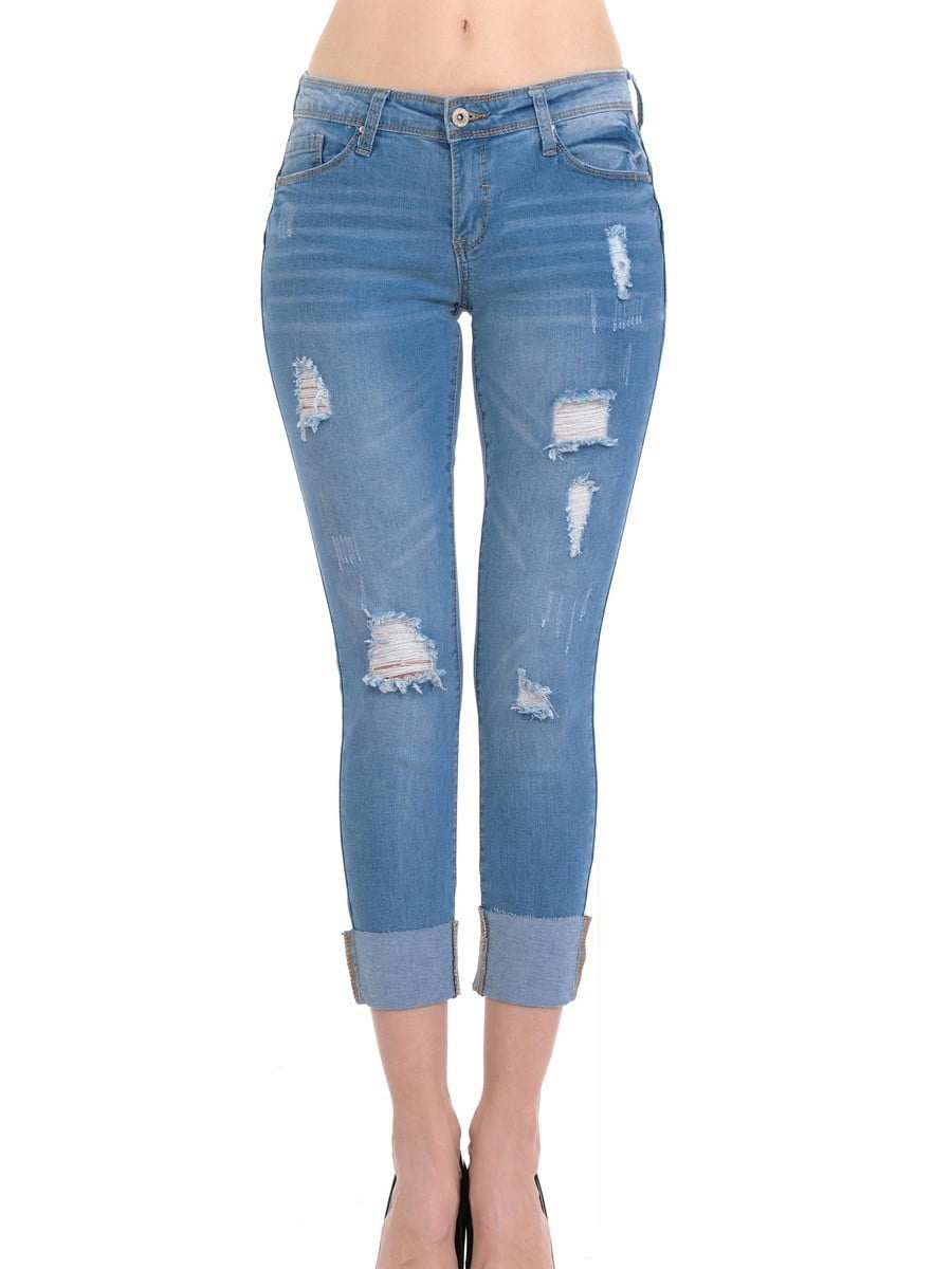 Fashion2love Women's Juniors Colombian Design, Butt Lift, Wide Cuff