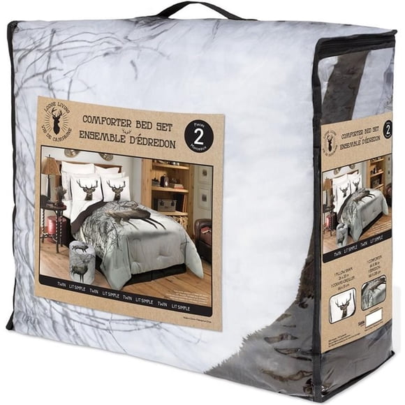 Pemberly Row 3-piece Deer Microfiber Double Queen Comforter Set in Multi-Color