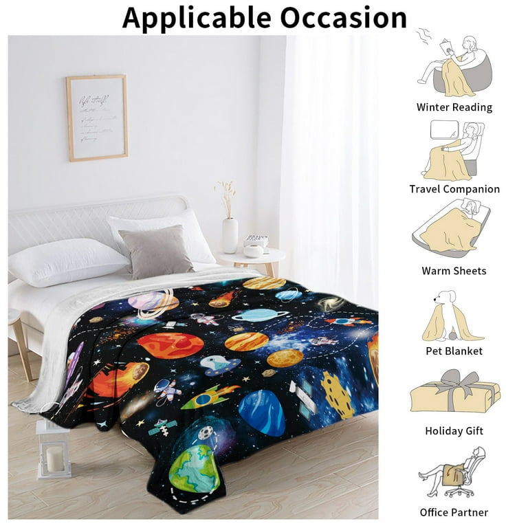 Space Astronaut Throw Blanket Soft Plush Flannel Blanket for Baby