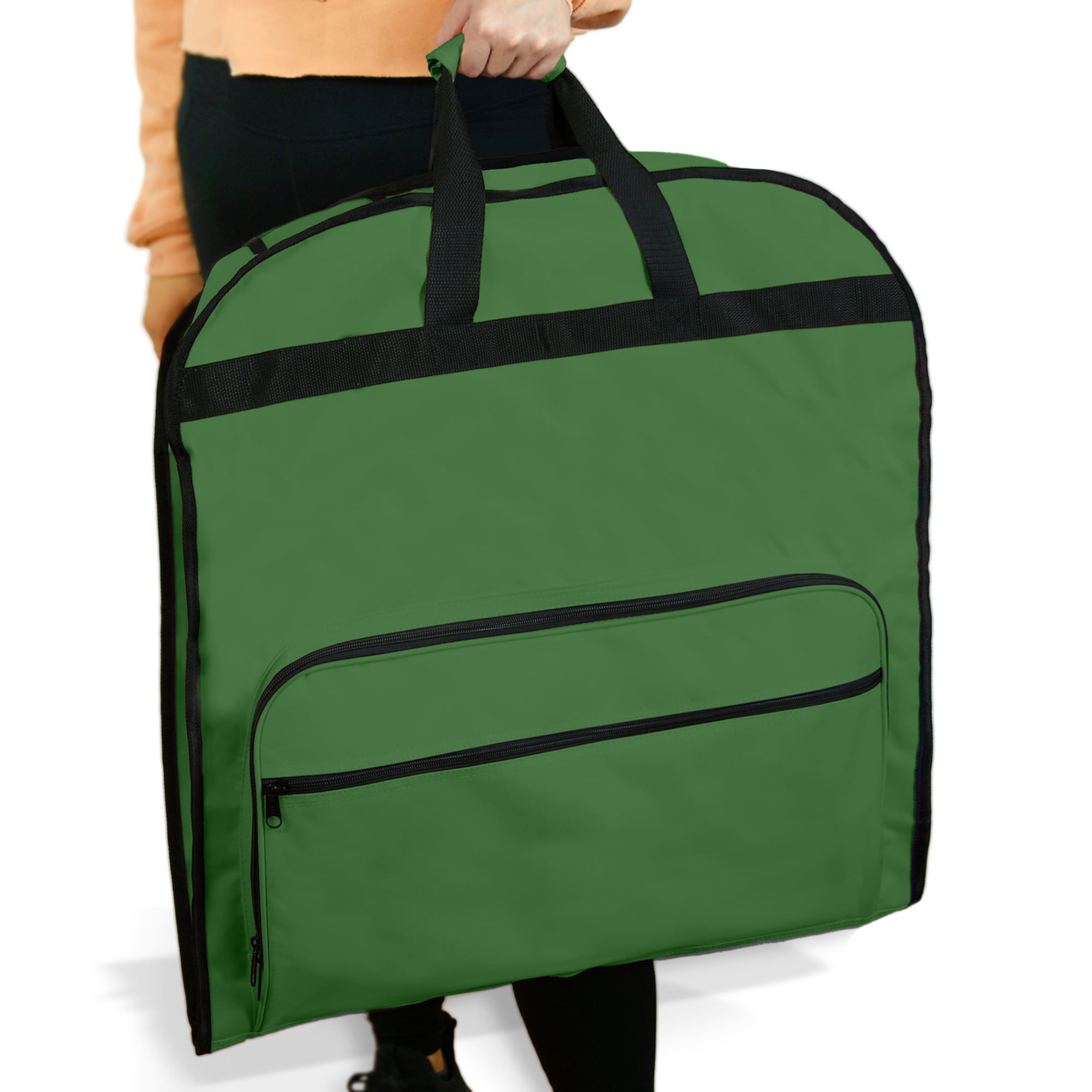 DALIX 60" Professional Garment Bag Cover for Suits Pants and Gowns Dresses (Foldable) Dark Green