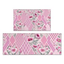 Pioneer Flower Floral Print Pattern Kitchen Rugs Sets Of 2,Anti Fatigue Kitchen Mat Rugs Non Slip Washable,Decorative Kitchen Floor Mats for Kitchen,Sink,Laundry,17"x30" 17"x47"