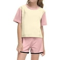 thumbnail image 2 of TOOYOU Girls Summer Outfit Sets Print Short Sleeve Top And Shorts Set Cute Round Neck Pocket Casual Outfit For Teens And Juniors Girls Playtime Outfits Size 9-10 Years Pink, 2 of 5