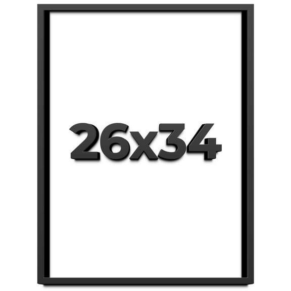 26x34 Shadow Box Frame Black | 1 inches Deep Real Wood Contemporary Shadowbox Display Frame | UV
