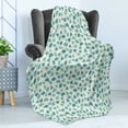 thumbnail image 4 of Forest Soft Flannel Fleece Throw Blanket, Native Chinese Woodland Leaves from Ginkgo Trees Pastel Silhouettes, Cozy Plush for Indoor and Outdoor Use, 70" x 90", Teal Turquoise and Cream, by Ambesonne, 4 of 5