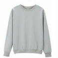 thumbnail image 2 of CHZAYXI Womens Sweatshirts Crewneck Fleece Lined Pullover Solid Color Long Sleeve Shirts Fall Winter Basic Tees Tops, 2 of 5
