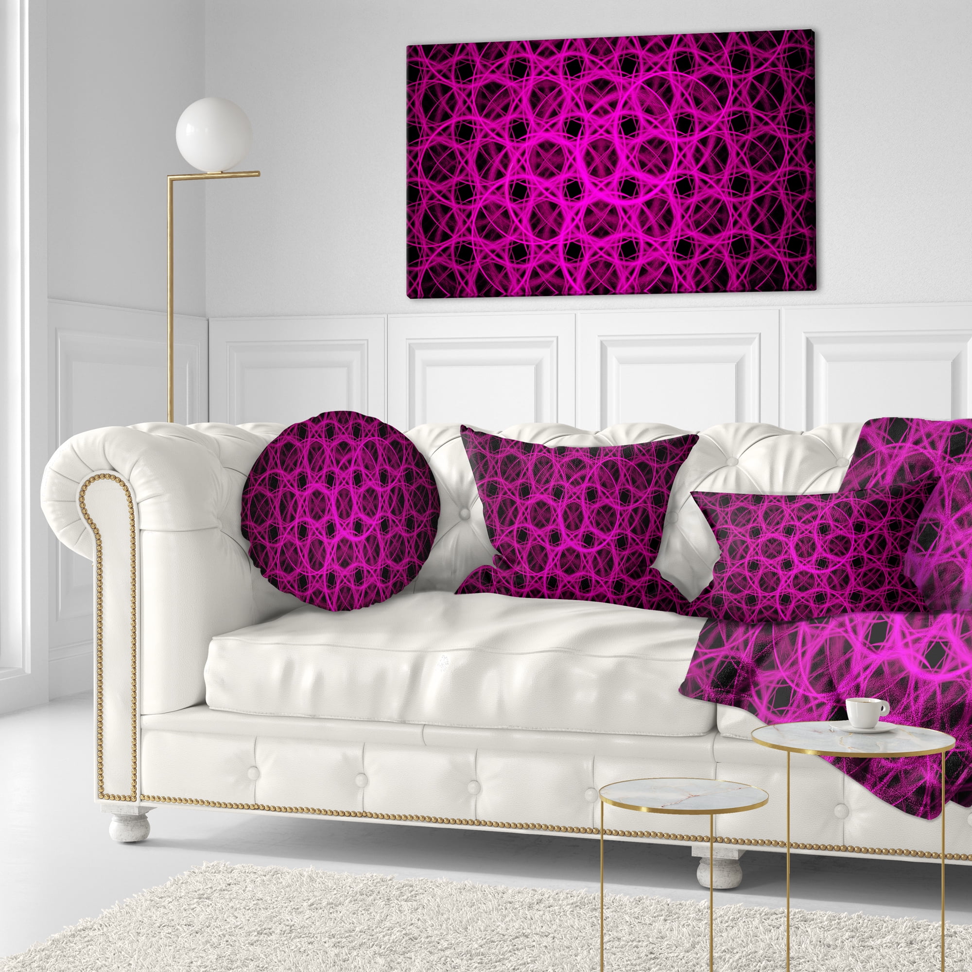Designart Pink Unusual Fractal Metal Grill - Abstract Throw Pillow - 12x20