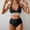 Black, variant on Rigardu Hot Sale!! Women High Waisted Bikini Sets V Neck Tummy Control Swimsuits Color Block Two Piece Drawstring Bathing Suit Women's Swimsuit High Waist Swimsuit Tankini Swimsuit Black Xxl