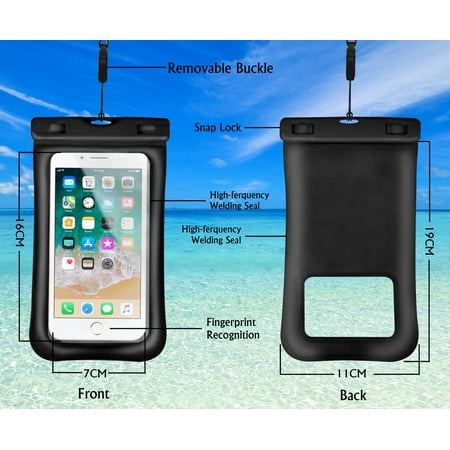 CyberTech Waterproof Pouch Dry Bag Case Full Cover, Touch-ID Fingerprint Enabled for iPhone Series/ iPod Touch/ Samsung and Smartphones with Screen Size up to 6.5
