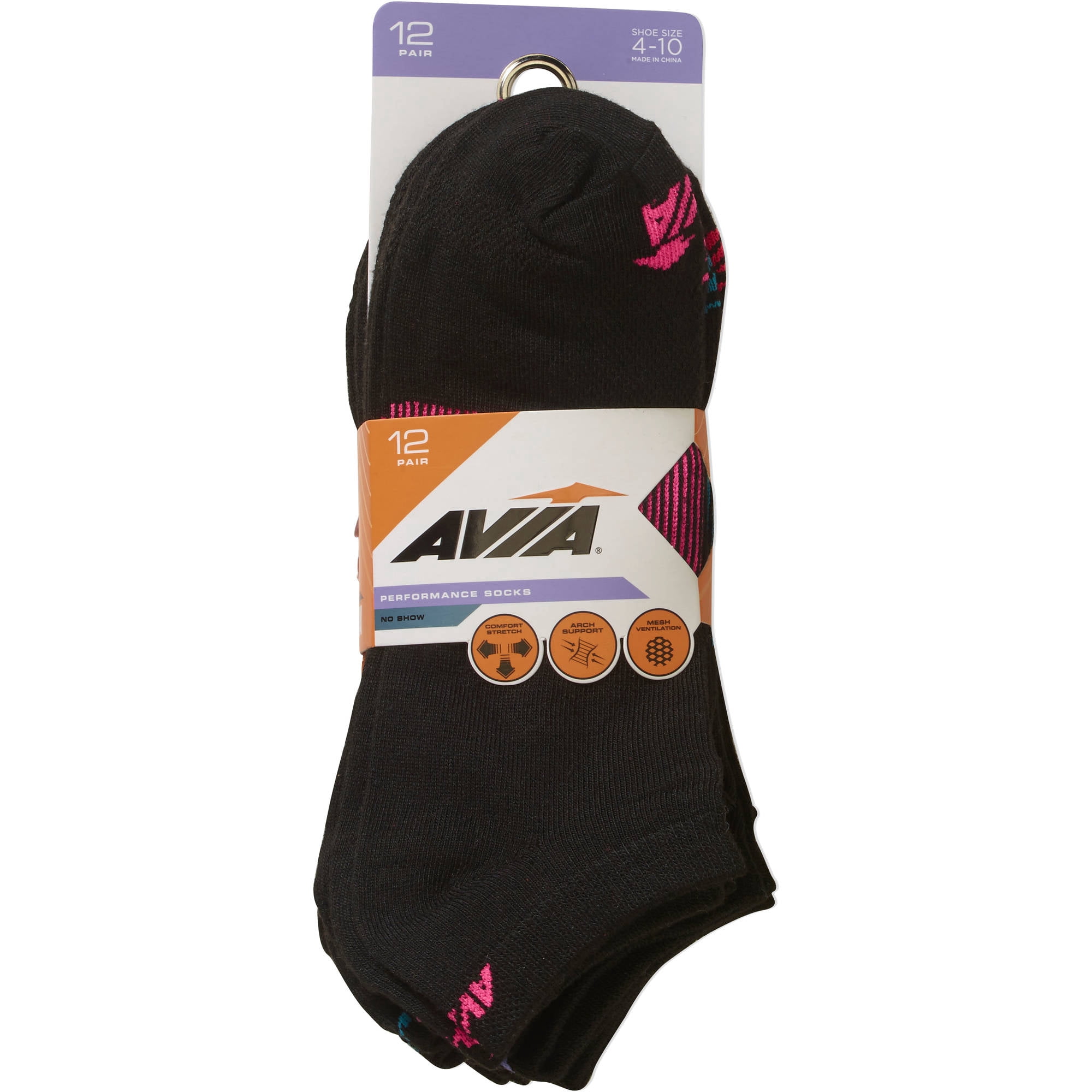 Avia Ladies Performance Liner No Show Socks, 12 Pack