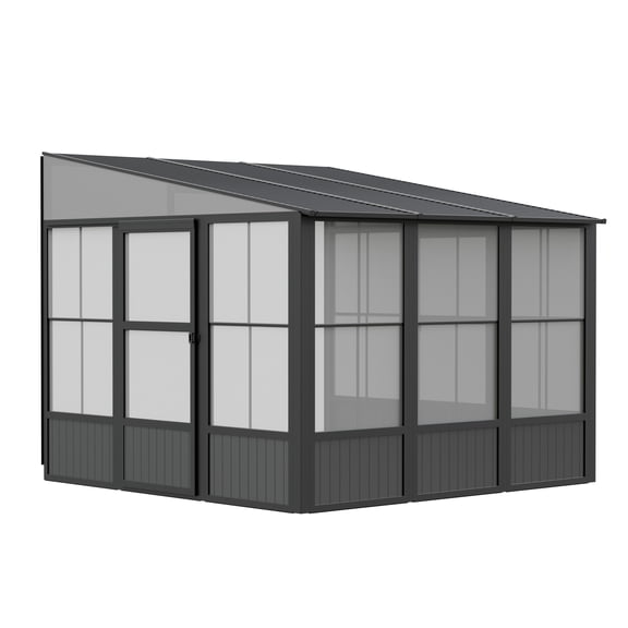 Sojag 10 x 10 x 8 ft Dark Grey Charleston Wall-Mounted Solarium