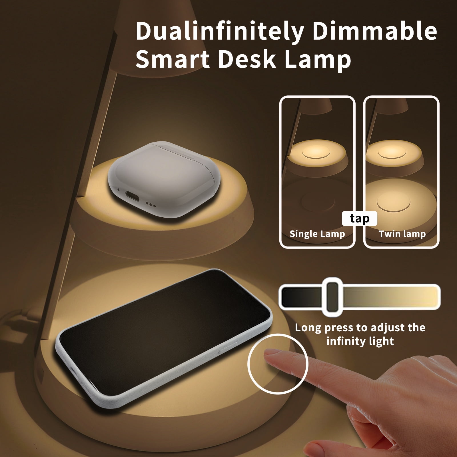 3-in-1 Magnetic Wireless Charger & Desk Lamp, 15W Fast Charging Station for Apple multi-device, Suitable for home bedroom and study