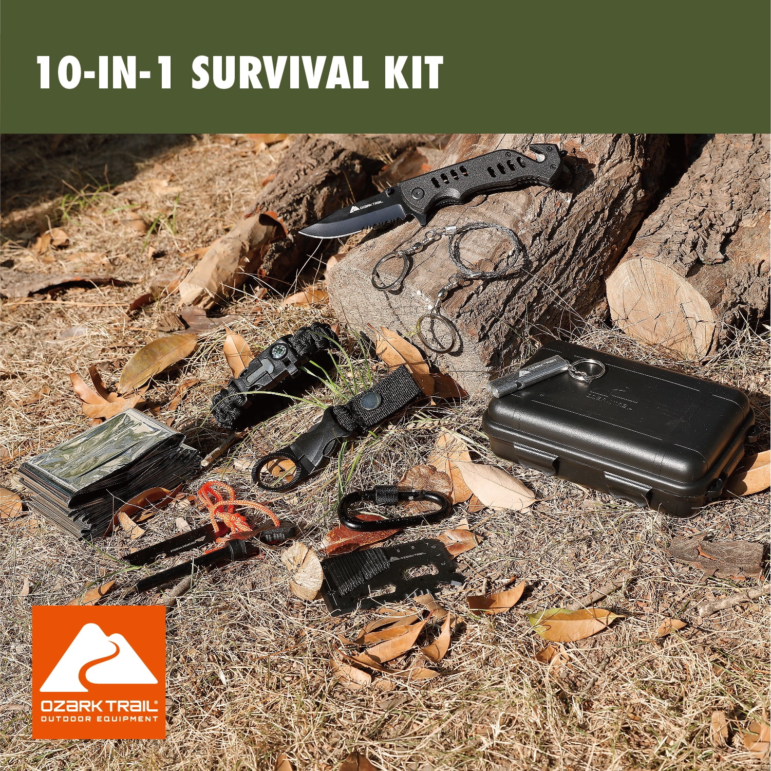 Ozark Trail 10-Piece Survival Kit with Emergency Tools for Camping