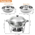 thumbnail image 3 of EVGTTI 8 Pack Chafing Dish Buffet Set, 6Qt Round×4+Rectangular 8QT 1/3 pan×4 Stainless Steel Catering Warmer Set with Water Pan for Parties, Events, Wedding, Camping, Dinner, 3 of 9