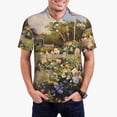 thumbnail image 2 of Balery American Flag Rose Garden Printed Men’s Short Sleeve Polo Shirt, Midweight Men's Shirt,Golf Polo shirts -Medium, 2 of 8