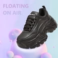 thumbnail image 4 of LUCKY STEP Chunky Sneakers for Women Fashion Platform White Leather Casual Dad Shoes,Black, 4 of 11
