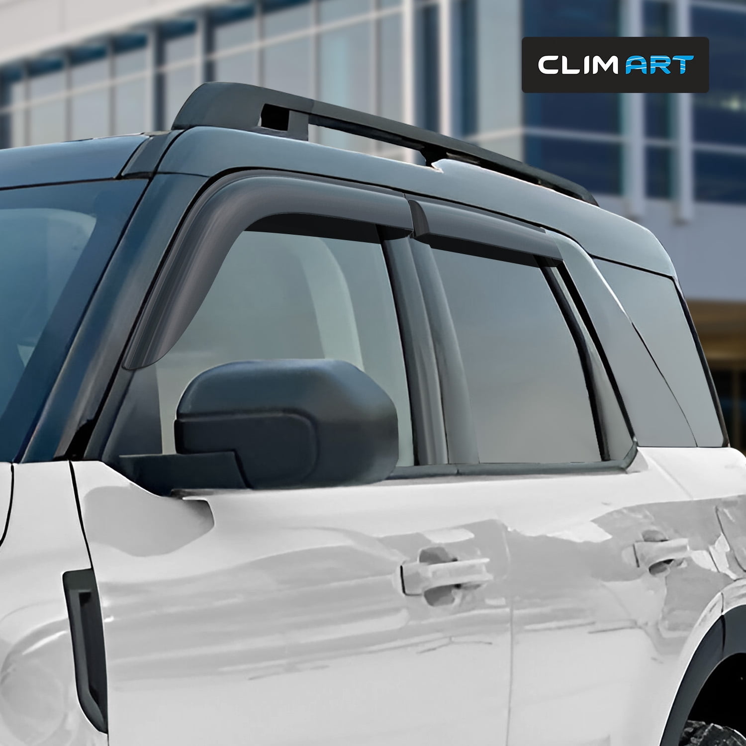 CLIM ART Incredibly Durable Rain Guards for Ford Bronco Sport 2021-2026, Original Tape-on Window Deflectors, Vent Deflector, Window Visors, Car Accessories, 4 pcs. - 421293
