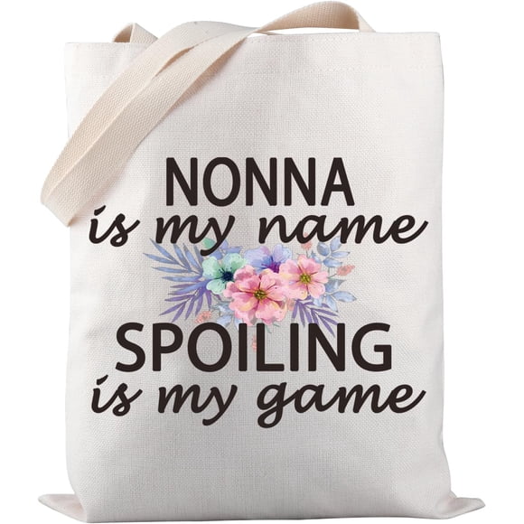 PWHAOO Grandma Nonna Gift Nonna Is My Name Spoiling Is My Game Tote Bag Canvas Best Nonna Ever Shopping Bag