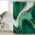 thumbnail image 4 of Shower Curtain Bathroom Set Abstract Green Marble Texture Waterproof Fabric Shower Curtains with Grommets&Hooks Modern Fluid Art Privacy Bath Curtain for Bathtub 60x72in, 4 of 7