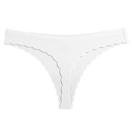 MZXELPRJD Womens Underwear Women s Solid Color Thong Seamless Ice Silk Low Waist Panties Plus Size Underwear for Women White L