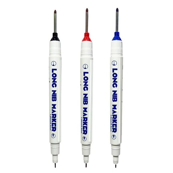 3 PCS Long-Head Deep Hole Marker Pens, Upgrade Long Nib Marker Set, Construction Markers Scriber Marking Tools