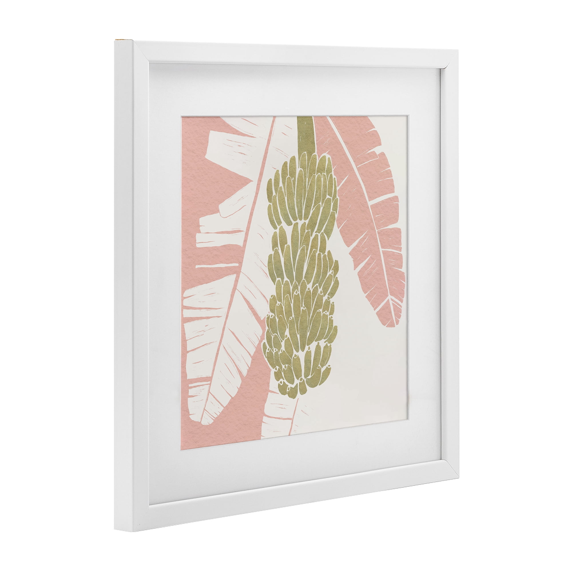 Stupell Industries Banana Bunch Amid Pink Leaves White Framed Print Under Glass, design by Yuyu Pont
