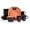 Swirl Orange, variant on Stoneware Square 16pc Dinnerware Set, Inside Spinwash Swirl Orange + Outside Black