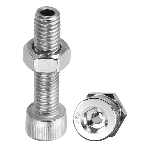 Uxcell M8x35mm Hexagon Socket Screw 2 Set Cylindrical Hollow Bolt Nut Kit 304 Stainless Steel