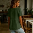 thumbnail image 6 of Linen Shirts for Women Summer Empire Waist Cotton Button Peplum Blouse Casual Plus Size Lightweight Gauze Tunic Tops,Green,XL, 6 of 8