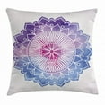 thumbnail image 1 of Lotus Throw Pillow Cushion Cover, Doodle Style Watercolor Flower Bloom Secret Ethnic Lifestyle Pattern, Decorative Square Accent Pillow Case, 16 X 16 Inches, Violet Blue Fuchsia Purple, by Ambesonne, 1 of 2