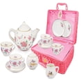 thumbnail image 2 of PENGXIANG Porcelain Tea Set for Little Girls with Pink Picnic Basket  Floral Design  13, 2 of 6