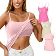 thumbnail image 2 of WTOBBY 3-Piece Women's Removable Pad Camisole Set, Sexy Oversized Underwear with Chest Support, Comfort Fit Plus Size Stretchy Layering Tanks,Hot Pink XL, 2 of 5