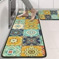 thumbnail image 2 of Kitchen Rugs Sets Of 2,Orange Boho Bohemia Floral Geometric Pattern Anti Fatigue Kitchen Mat Rugs Non Slip Washable,Decorative Kitchen Floor Mats for Kitchen,Sink,Laundry,17"x47"+17"x47", 2 of 5